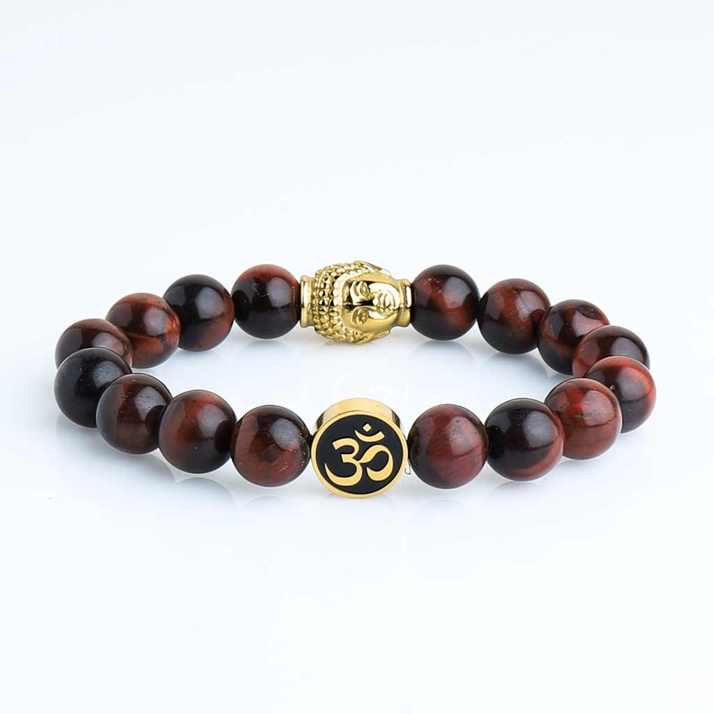 JWF™ "Breezing With Calm Buddha Aum Tiger Eye Stone Bracelet