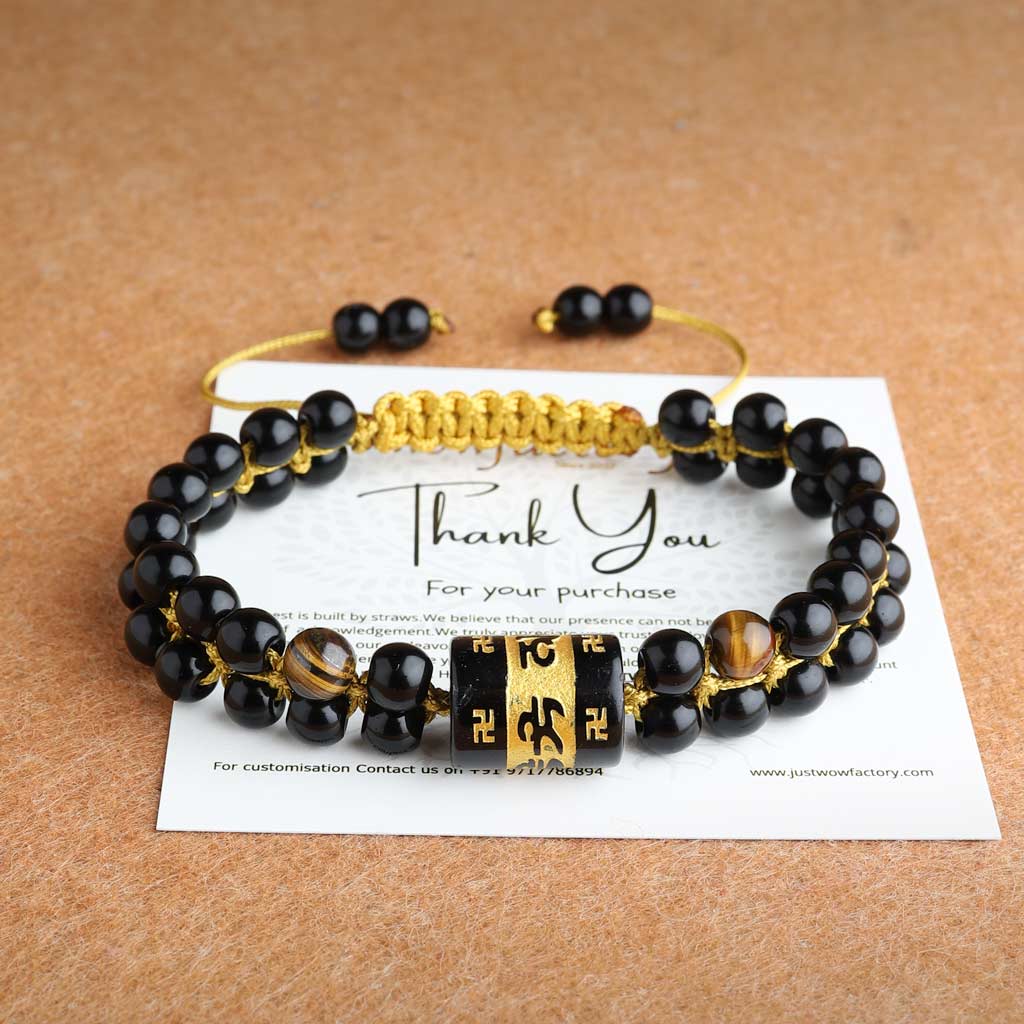 JWF™ Reload Confidence With Peace Mantra Tiger Eye Agate Bracelet