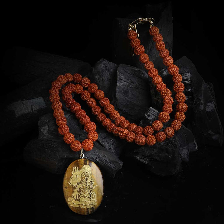 Remain Sheltered Under Shiva Auspicious Rudraksha Mala Necklace