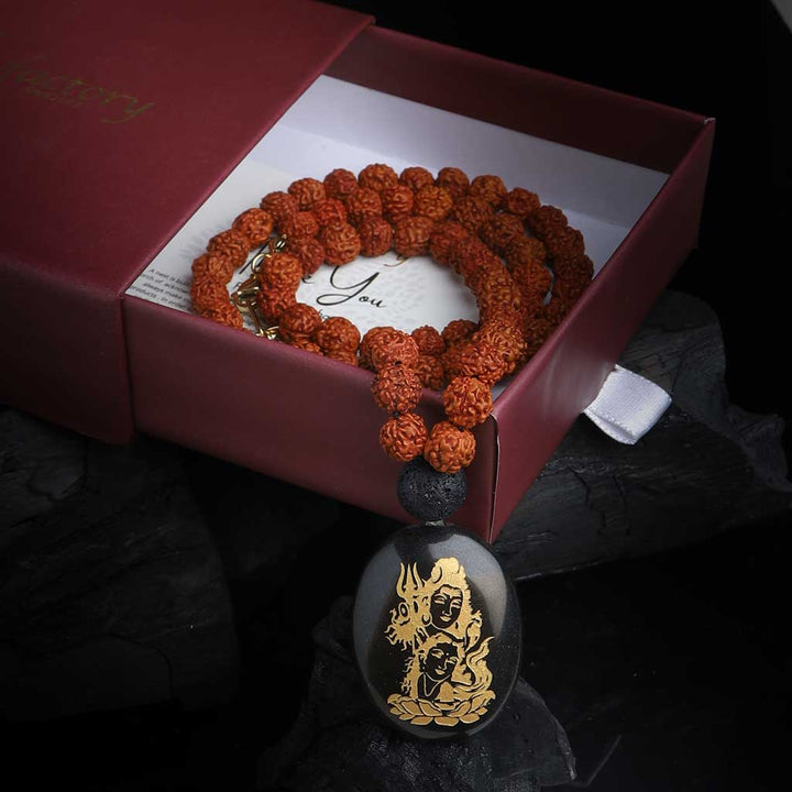 Remain Sheltered Under Shiva Auspicious Rudraksha Mala Necklace