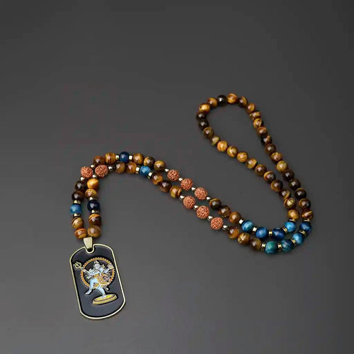 Divine Shelter Mahadev Pendant Rudraksha Tiger Eye Mala