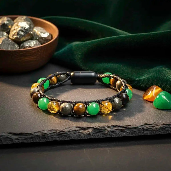 Prosperity Magnet Wristband – Aventurine, Tiger Eye, Pyrite, Citrine