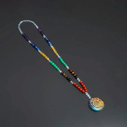 Wheel Of Fortune 7 Chakra Mala, Sriyantra Quartz Crystal Mala