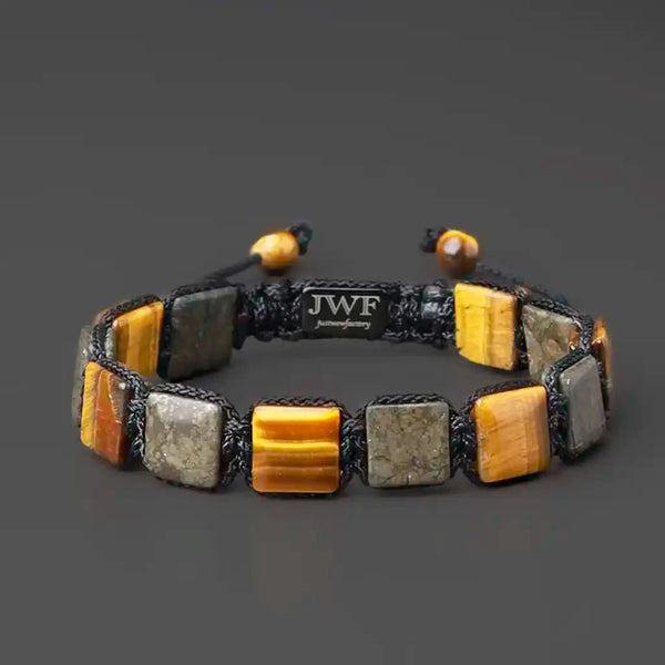 Inner Courage Tiger Eye Pyrite Flatbead Bracelet