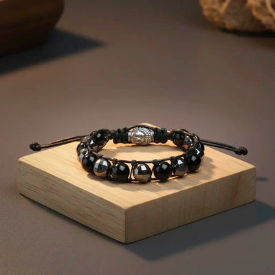 Live The Moment Natural Agate Buddha Healing Bracelet