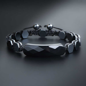 JWF™ "Just Be Yourself" Root Chakra Hematite Agate Flatbead Bracelet