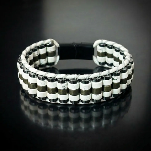 Opulent Elegance: Howlite Pyrite Bracelet of Affluence