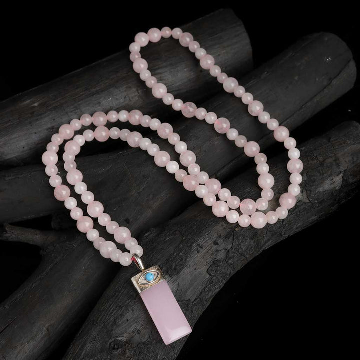 Overwhelming Serenity Evil Eye 108 Aventurine, Rose Quartz Heart Chakra Mala