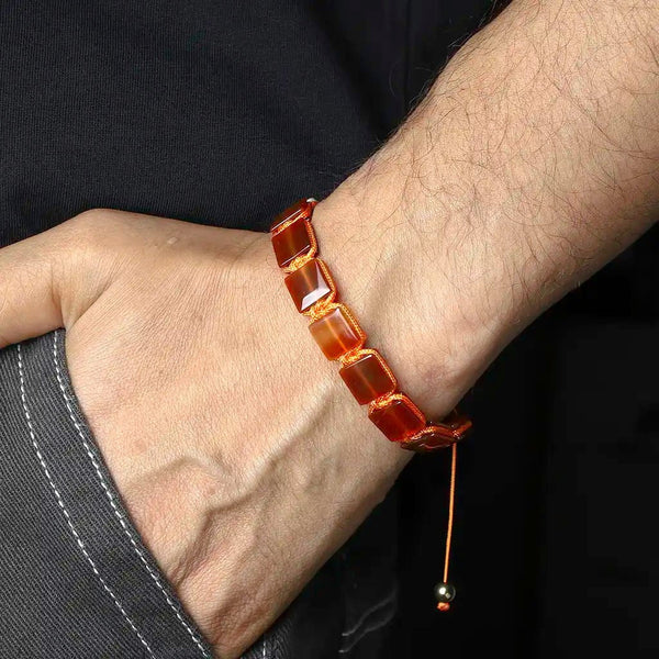 carnelian flat bead Bracelet