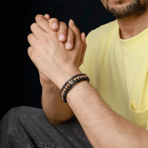 Positive Vibration Aum Lava Rudraksha Wristband Bracelet