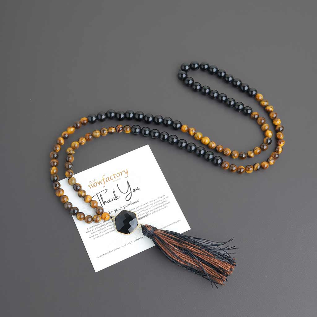 Natural Obsidian & Tiger Eye's Mala Bracelet - Spiritual Bliss Shop