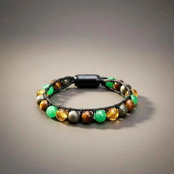 Prosperity Magnet Wristband – Aventurine, Tiger Eye, Pyrite, Citrine