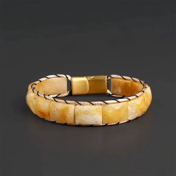 Prosperous Path Flatbead Yellow Jade Bracelet
