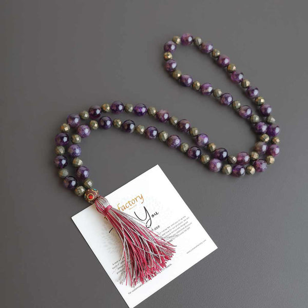 Passionate intensity Amethyst Pyrite Mala