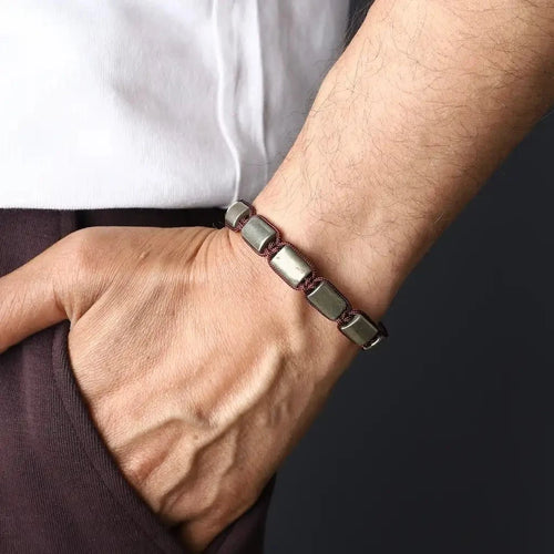 Majestic Simplicity Flat Beaded Pyrite Bracelet