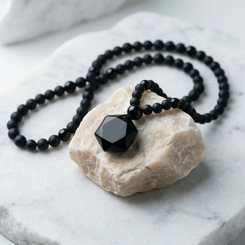 Radiant Aura 108 Obsidian Pendant Mala