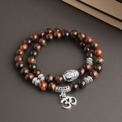 Divine Aura Red Tiger Aum Buddha Bracelet