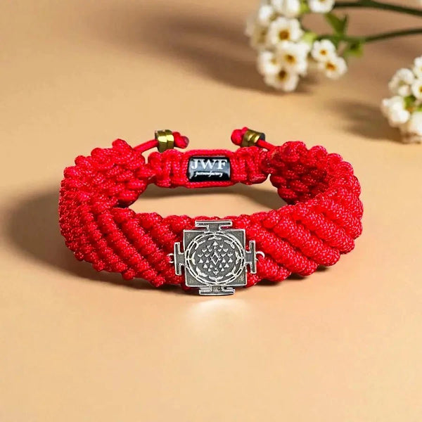 Divine Empowerment Silver Sriyantra Red String Bracelet