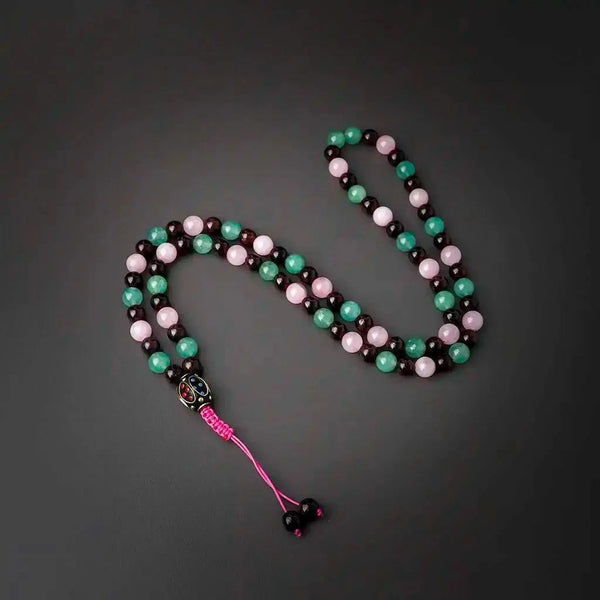 Grounded In Love & Stability Aventurine, Rose Quartz, Garnet Mala
