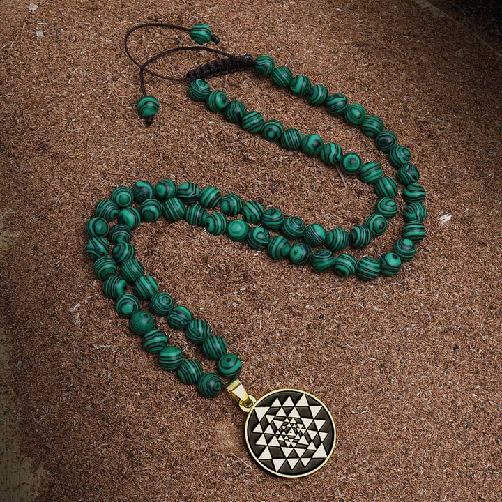 Magnanimous Approach Malachite Sriyantra Necklace Mala