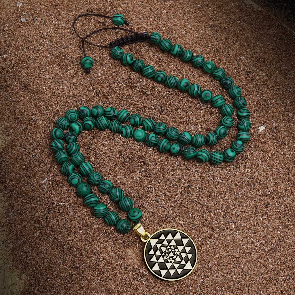 The Magnus Stainless Steel Lakshmi Sri Yantra Pendant Hematite Necklace -  Justwowfactory