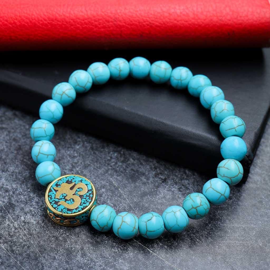 Boho Leather Turquoise Beaded Bracelet with Turquoise Stone – Turquoise  Trading Co