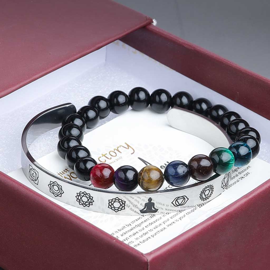 JWF ™ 'Law Of Continuity"  7 Chakra Yoga Stainless Steel Bracelet