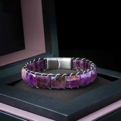 Spiritual Master Flatbead Amethyst Bracelet Wristband