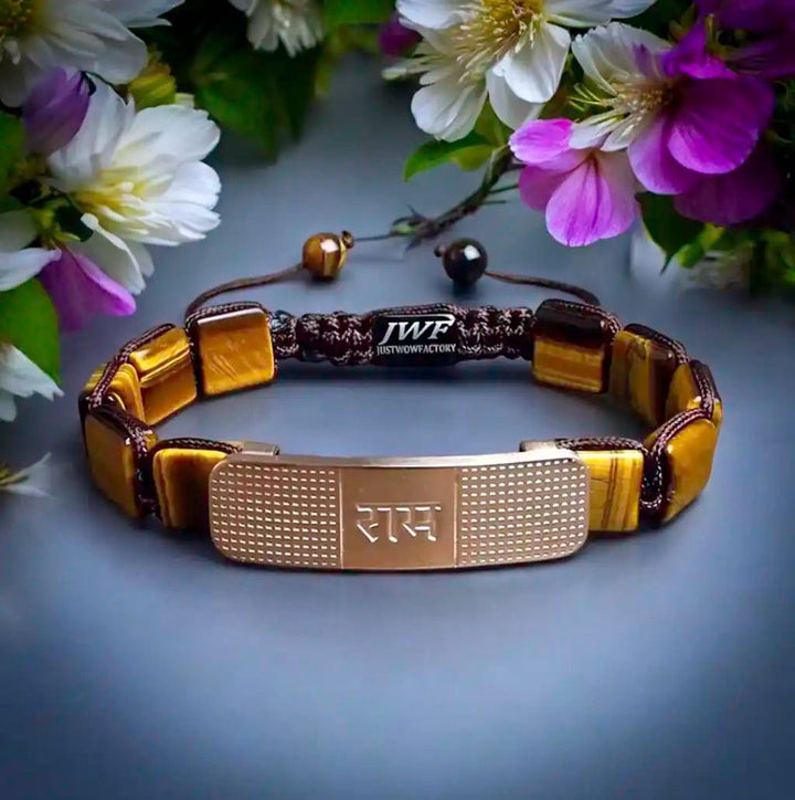 Sri Ram Obsidian Tiger Eye Wristband Bracelet For Karma Believers