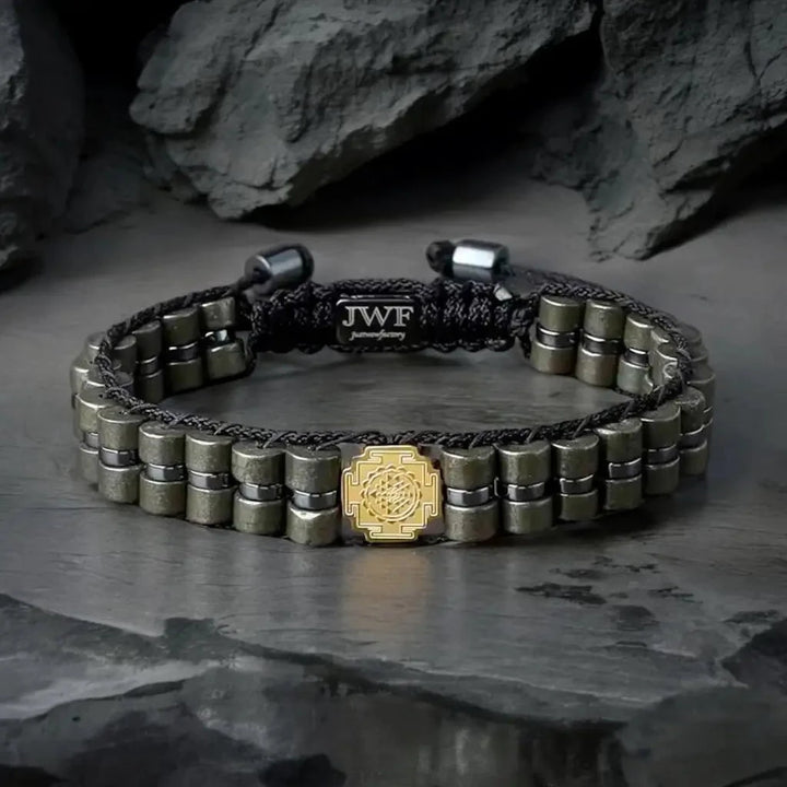 Pyrite Shree Yantra men bracelet