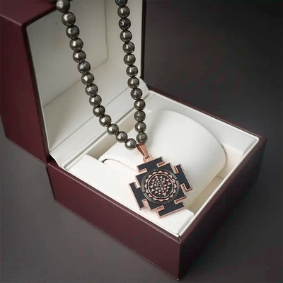 The Wealth Raising Sriyantra Pendant Pyrite  Necklace Mala