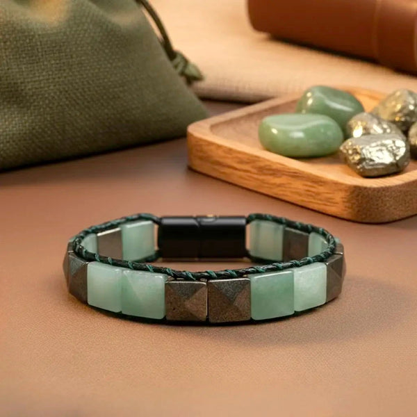 Success Manifestation Flatbead Bracelet Pyrite Aventurine Flatbead Bracelet