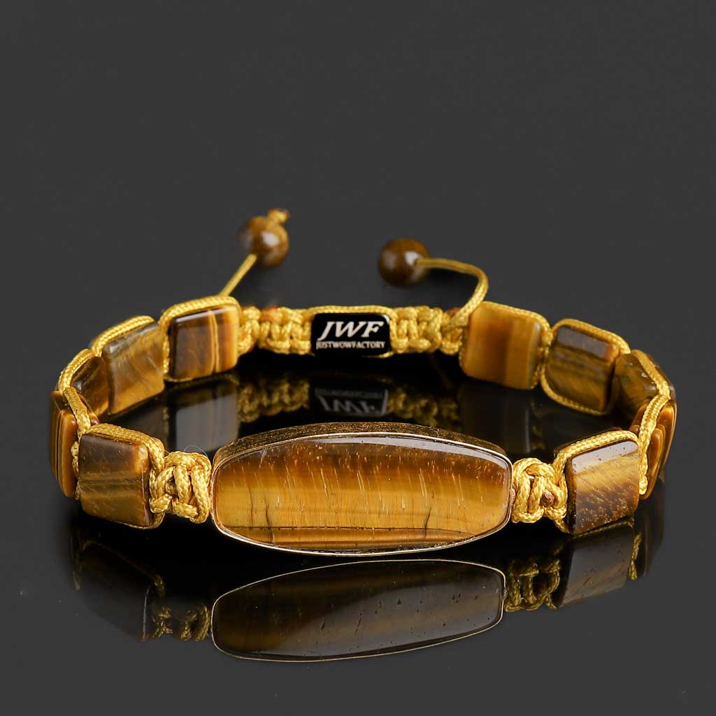 JWF The Magnetic Personality Tiger Eye Flat-bead Bracelet