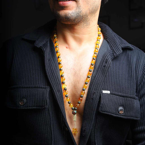 The Remarkable Elevation Citrine Pyrite Mala