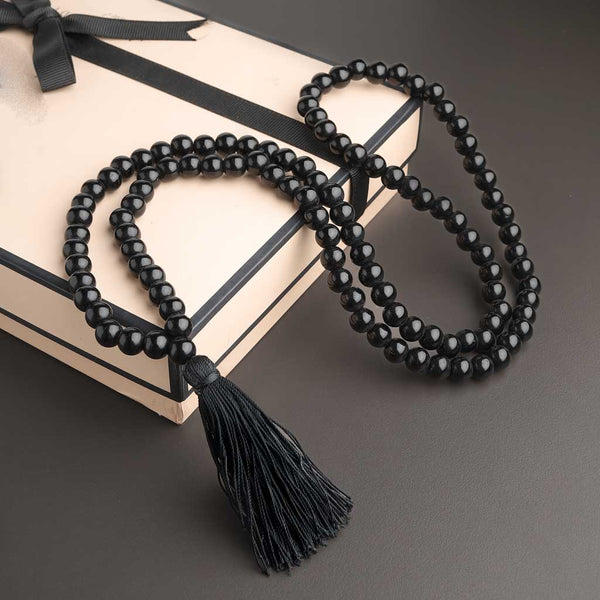 The Mystical Emergence 108 Sulemani Hakik Black Agate Mala