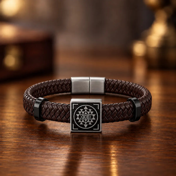 The Geometry of Success | Sriyantra Leather Bracelet
