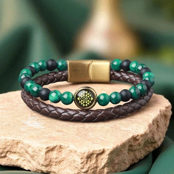 The Riches & Glory Sriyantra 100% Natural Malachite Bracelet