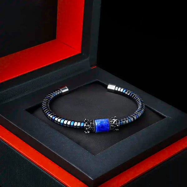 The Righteous Mind Lapis Lazuli Hematite Cuff Bracelet