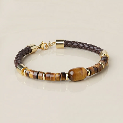 Pure Sanity Tiger Eye Leather Bracelet for Men