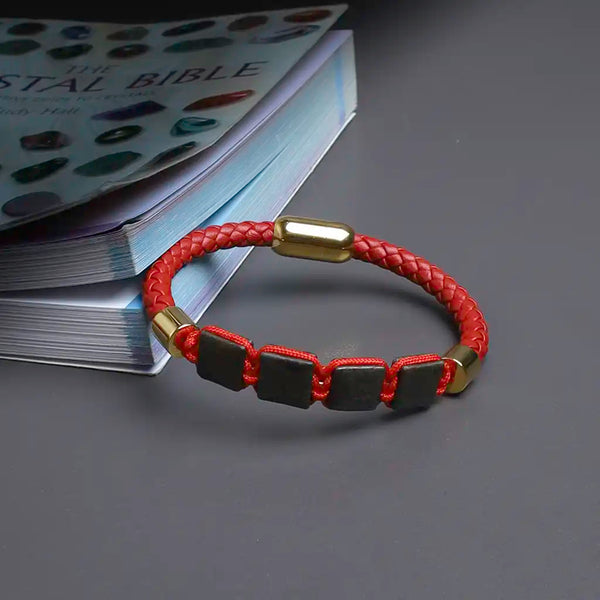 pyrite leather bracelet for men