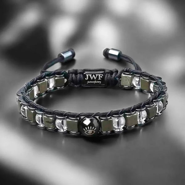 Pyrite clear quartz men bracelet
