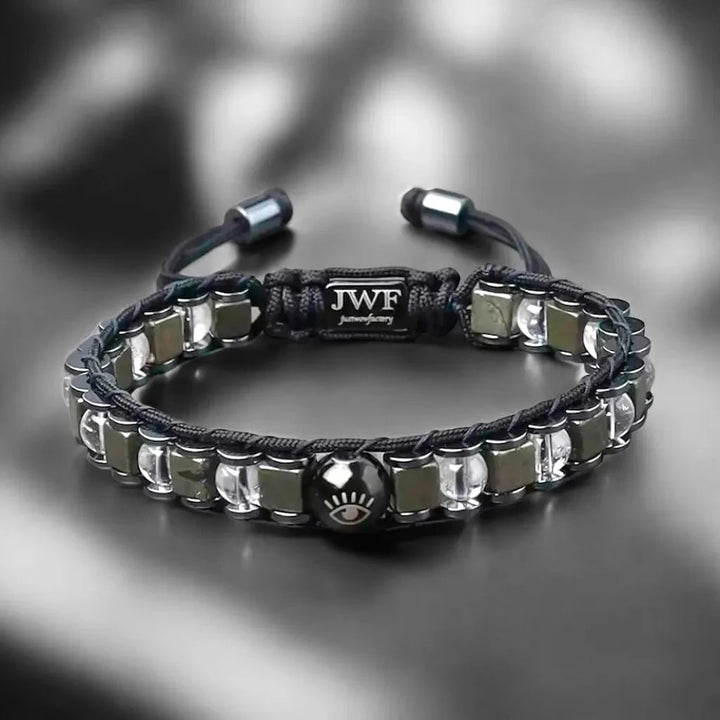 Pyrite clear quartz men bracelet
