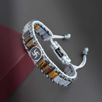 The Winning Streak Swastik Tiger Eye Bracelet