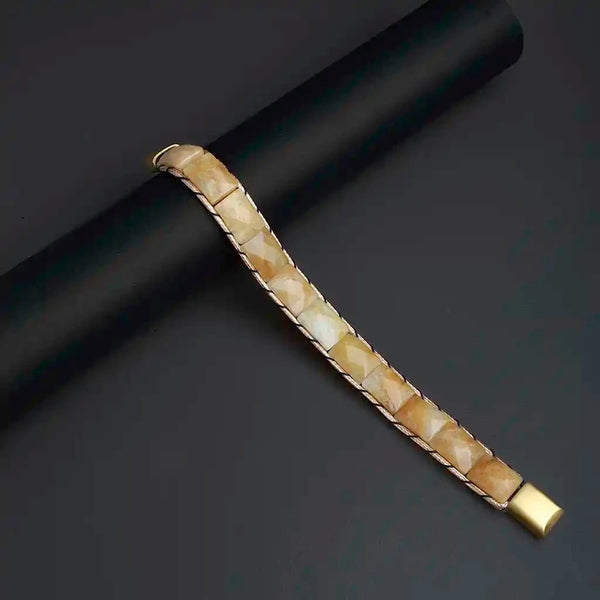 Prosperous Path Flatbead Yellow Jade Bracelet