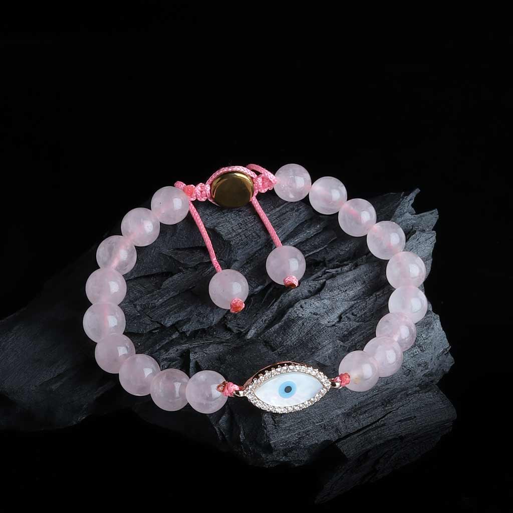 evil eye bracelet, evil eye men bracelet, rose quartz bracelet, woman bracelet