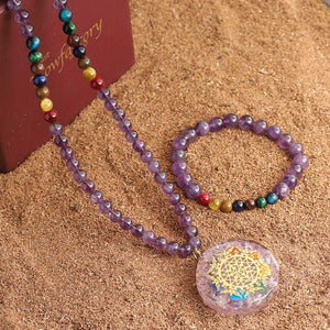 JWF The Chakras Enkindling Sriyantra 7 Chakra 108 Natural Stones Mala