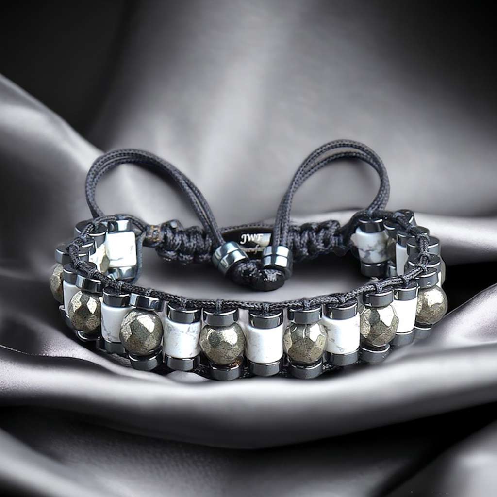 Opulent Elegance: Howlite Pyrite Bracelet of Affluence