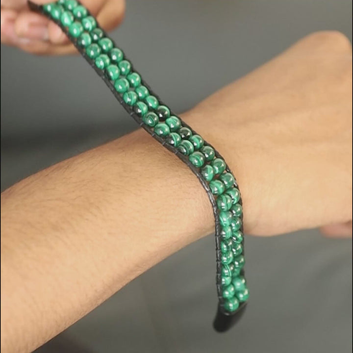 Malachite bracelet for protection and transformation – handcrafted with vibrant green healing stones to attract positivity, balance emotions, and elevate your energy. A must-have for crystal lovers and spiritual seekers