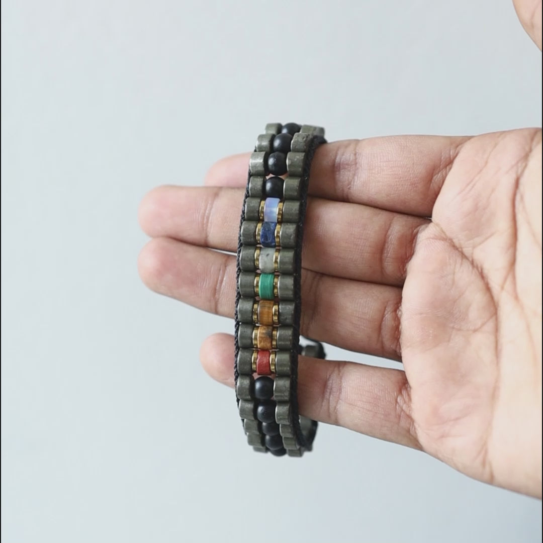 7 Chakra Pyrite Bracelet