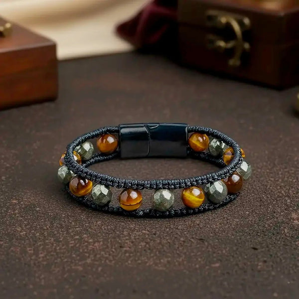 {Limited Edition}The Virtuous Mind Pyrite Tiger Eye Wristband Bracelet